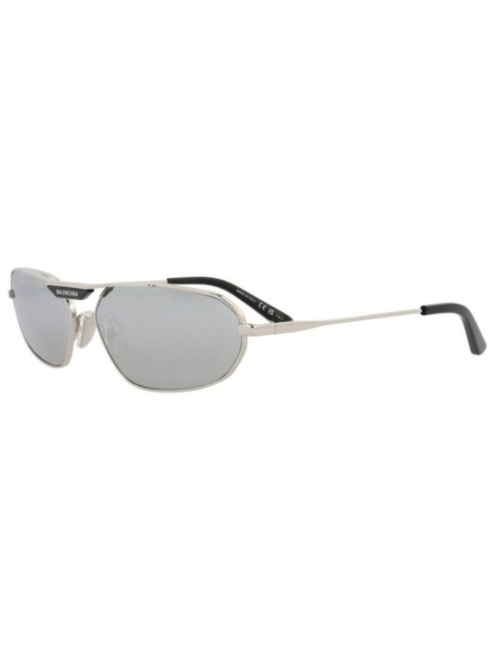 New Balenciaga Mens Shield/Wrap Silver Silver Silver Fashion Designer Sunglasses